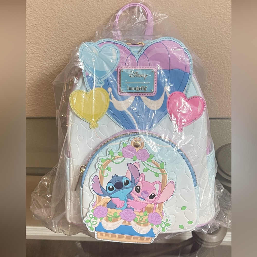 Loungefly Pastel Blue and Pink Stitch and Angel Backpack